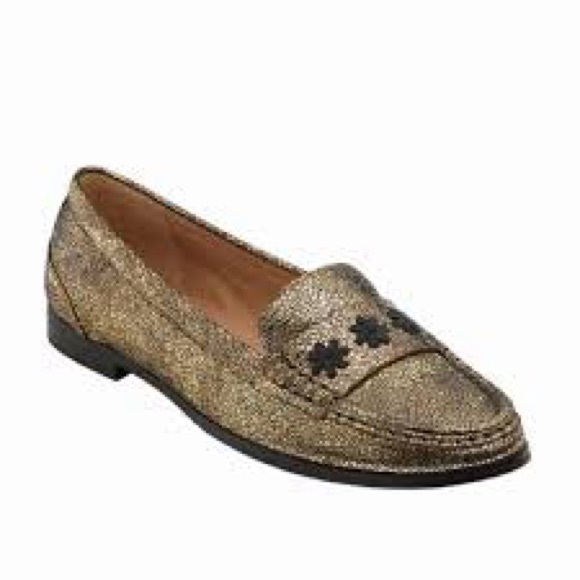 Jack Rogers Remy Loafers Metallic Gold Sparkle Slip-On Flats Preppy Academia 8B - Picture 2 of 16